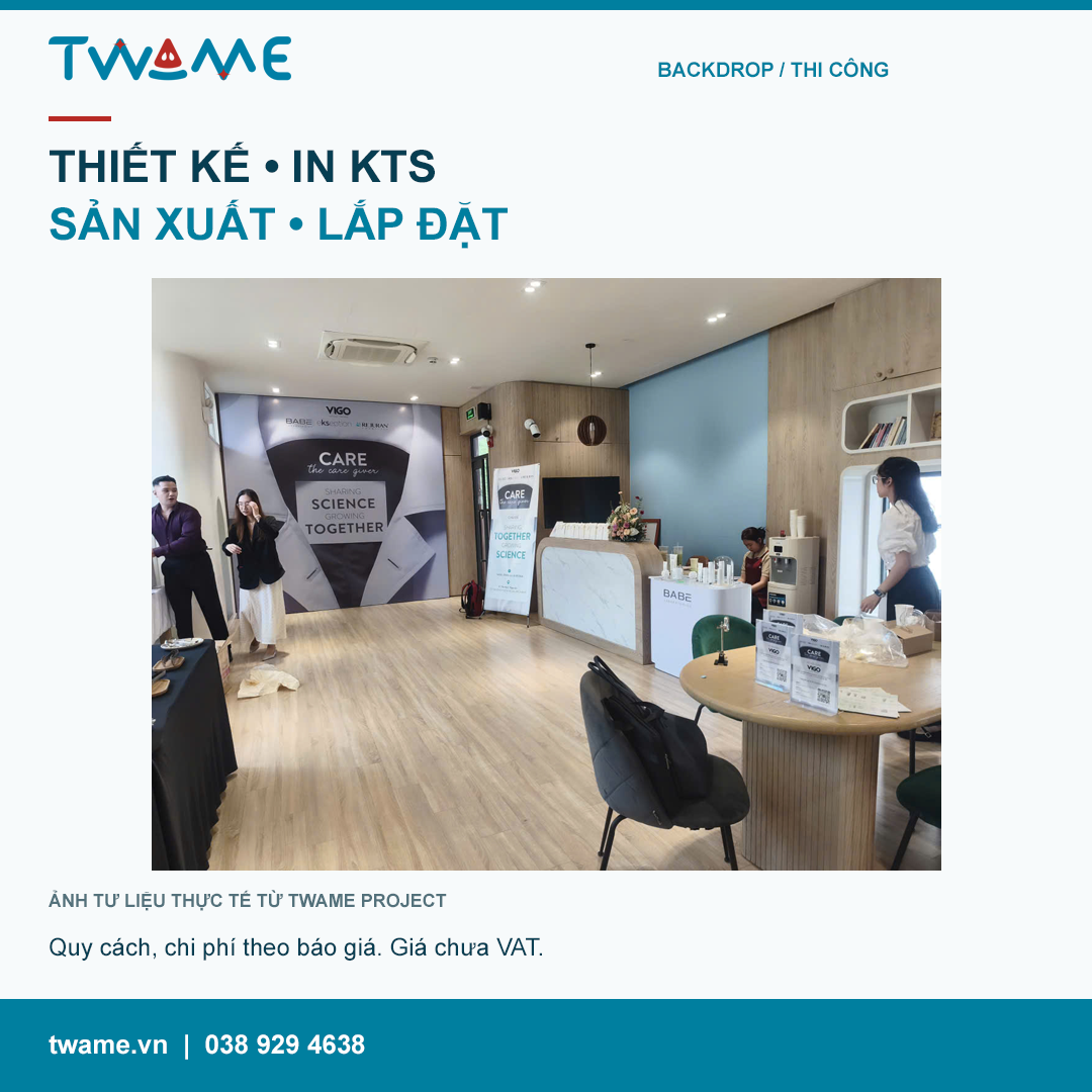 Backdrop hội thảo trong không gian tiếp đón — ảnh tư liệu TWAME