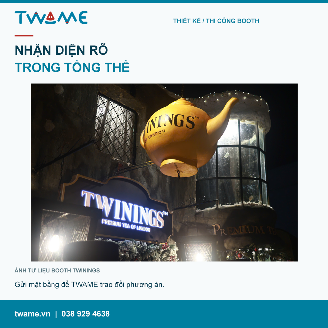 Booth Twinings — Bảng hiệu và nhận diện